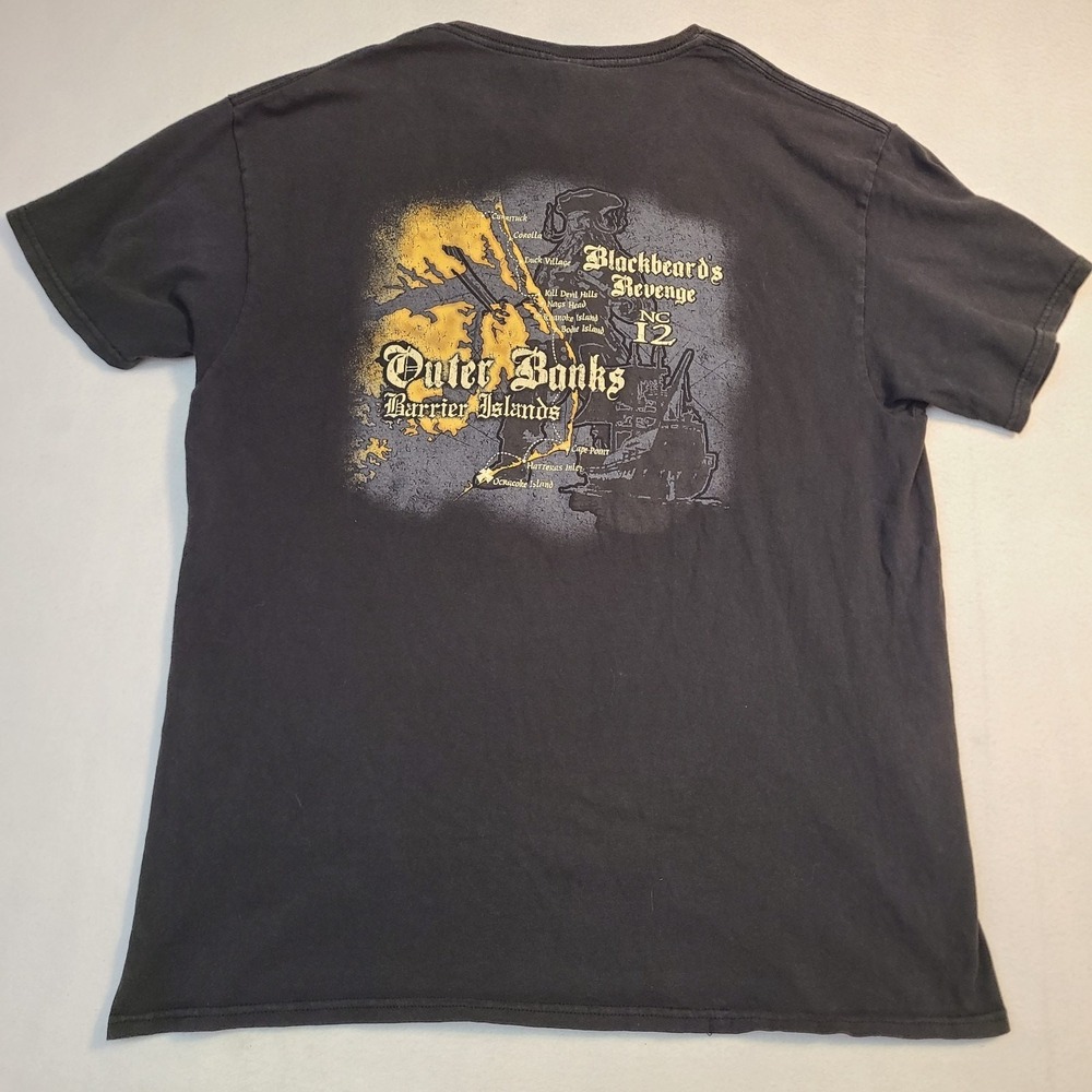 Outer Banks Blackbeards Revenge NC 12 Graphic T Shirt Mens Large Black Delta